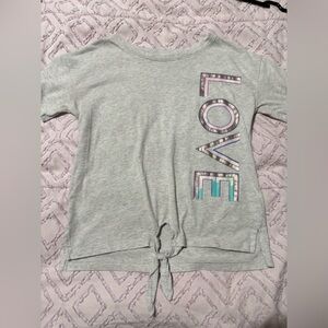 Gray T-Shirt with Colorful LOVE Graphic